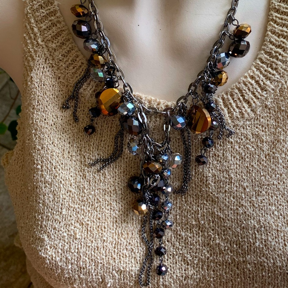 JS  | Mixed Metal Faceted Beads Necklace